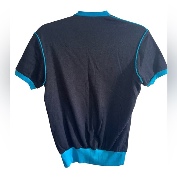 Vintage 70s MacGregor V-Neck Short Sleeve Sweater M – Blue Trim NWT Made in USA - Picture 2 of 6